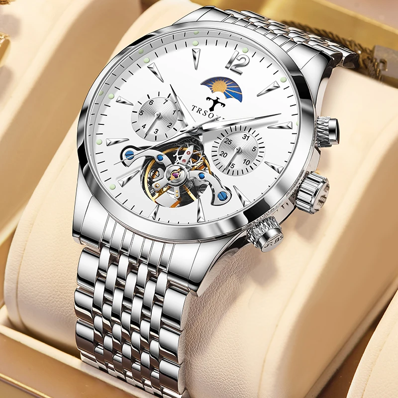 High Quality Customised Designer Wristwatches Mechanical Tourbillon Skeleton Automatic Watches Mens Jam Tangan 816