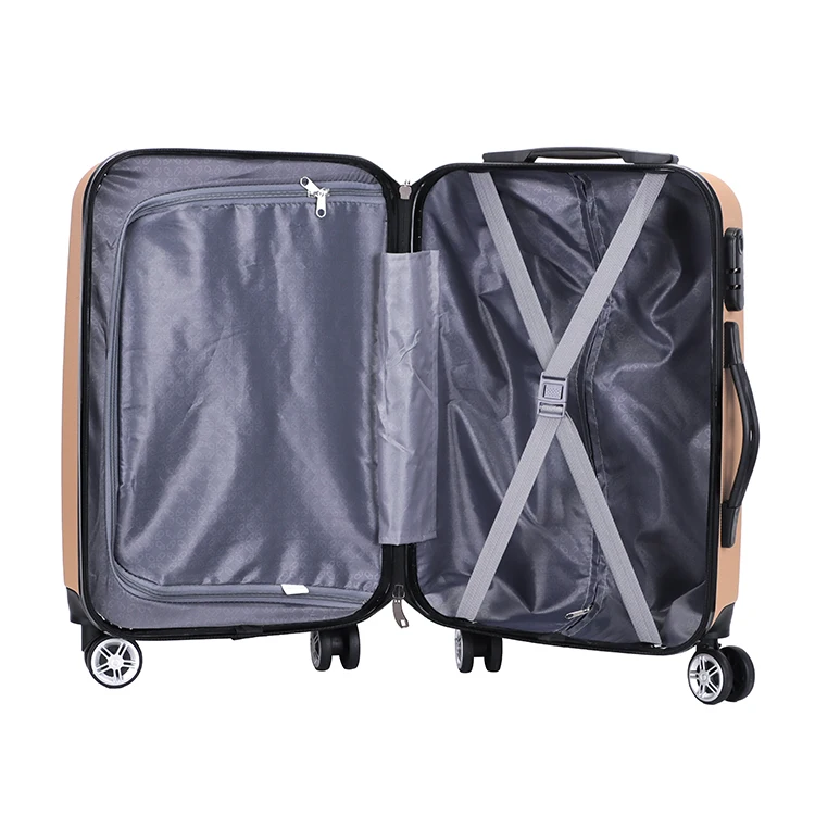 Custom made newest design golden color abs hard shell trolley suitcase sets
