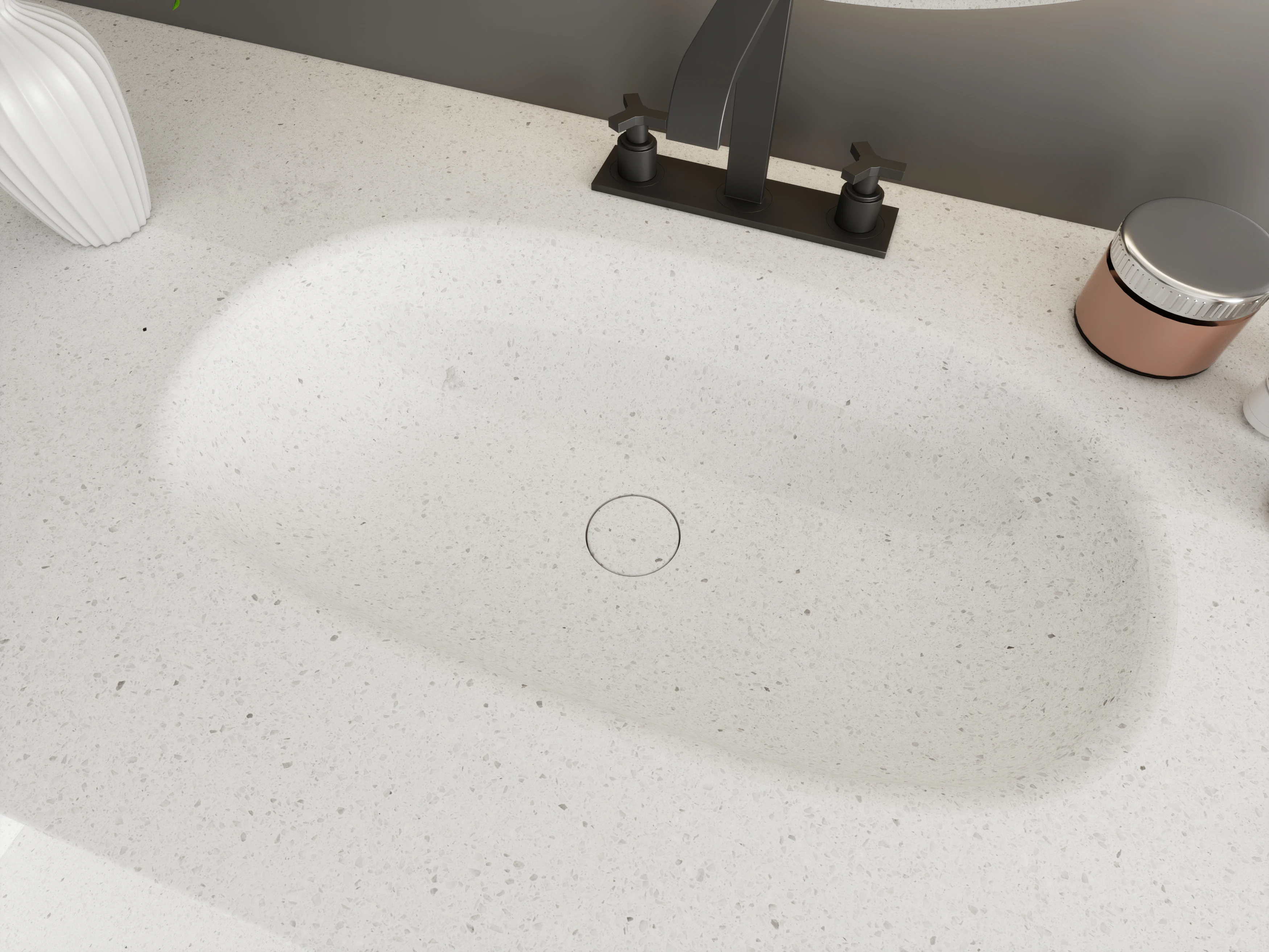 MD1553 Modern Square Marble Basin Sink Customizable Rectangular Concrete Stone Resin Washbasins for Bathroom and Kitchen Use