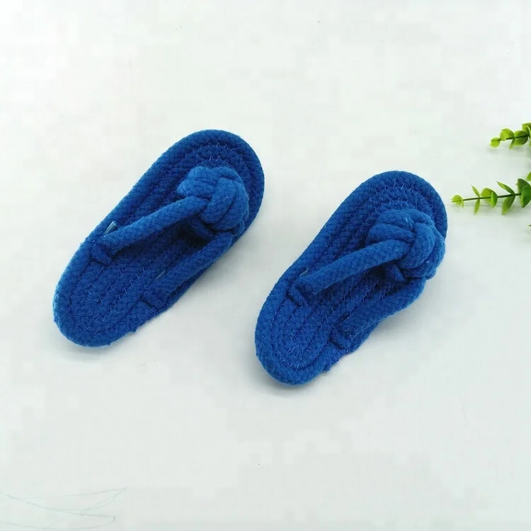 Wholesale Cotton Rope Shaped Puppy Slippers Molar Brush Dog Teeth Chew Activity Toy
