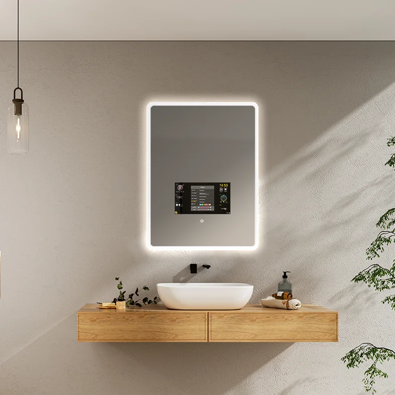 Hot Sales Modern Rectangle LED Mirror Full Function Hotel Android Smart Magic Bathroom TV Mirror Wall Mounted for Bathroom