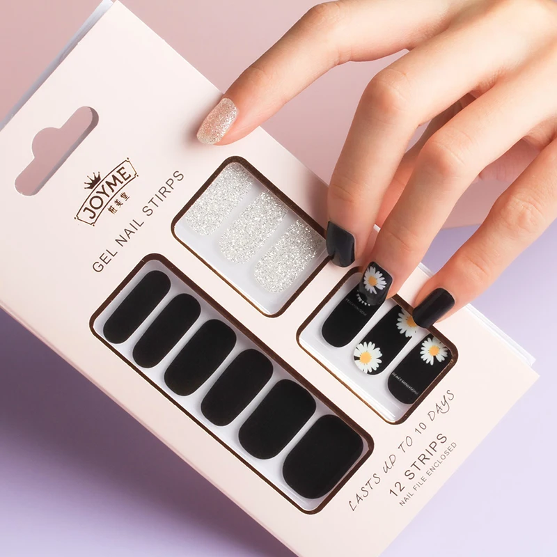 Rosalind real nail polish strips set soft nails self adhesive semi cured gel nail tips sticker uv wraps short design gel strips