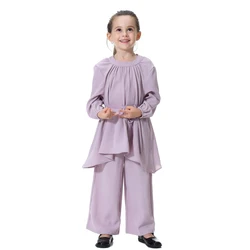 2022 best seller loose casual style cotton material kids clothing Southeast Asia Islamic two piece set children clothing