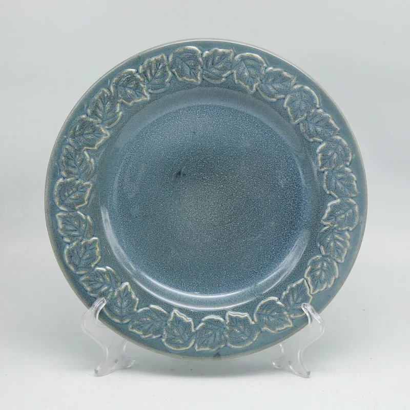Dinnerware set Rim Emboss round ceramic stoneware dinner set Reactive Glazed plate and bowl porcelain dinnerware