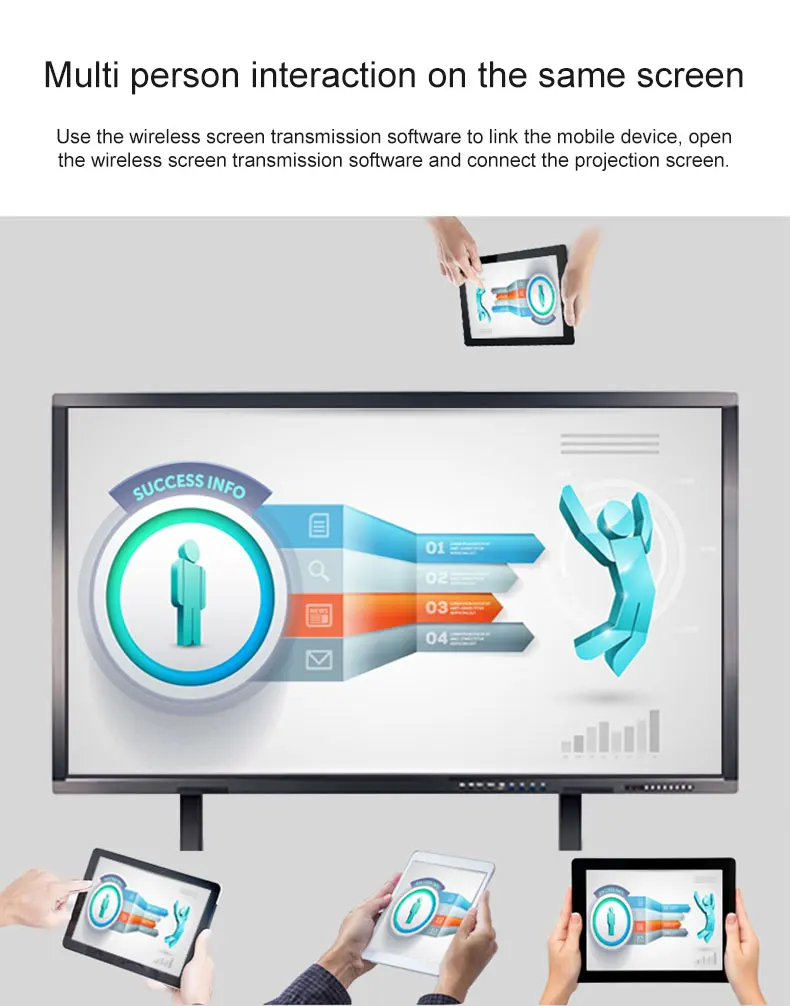 Factory Direct 65 Inch Black Shell Finger Touch Screen Smart Board For Classroom