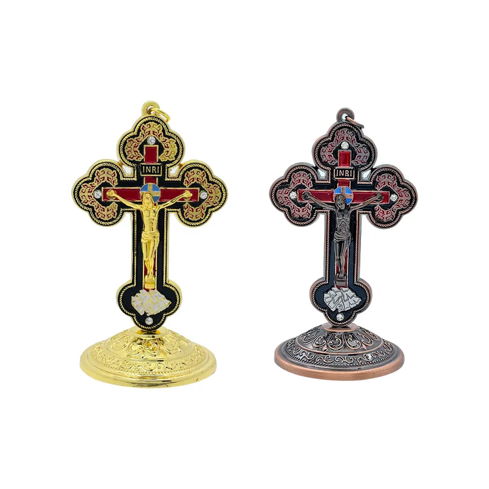 2023 New Christian Bitter Jesus Catholic Cross Standing Office Car Ornaments Crucifix Table Crucifix