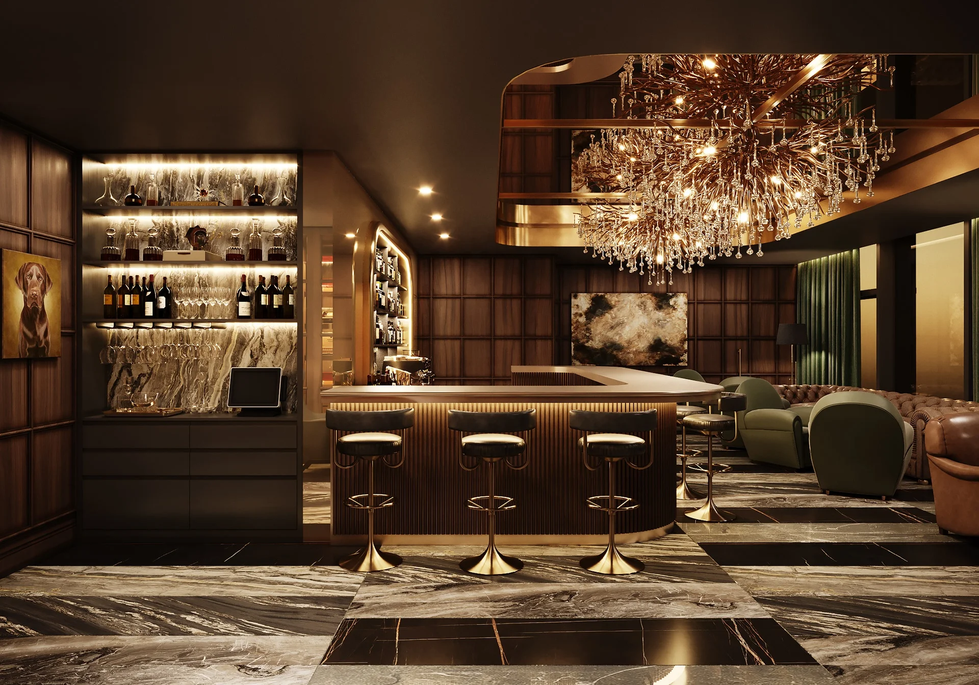 Modern Luxury Smoking Club Bar Interior Design ShiSha Lounge Hookah Bar Furnitures For Sale