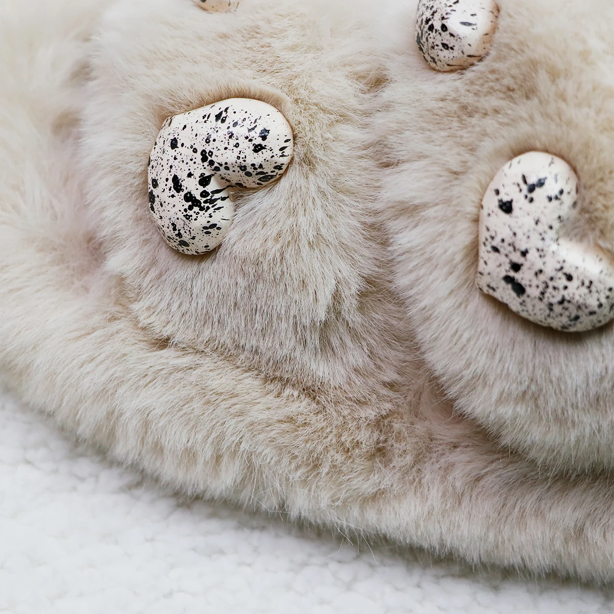 2022 OEM Custom Winter Warm Indoor Bedroom Slippers With Your Logo Heart-shaped Real Fox Fur Slides For Women