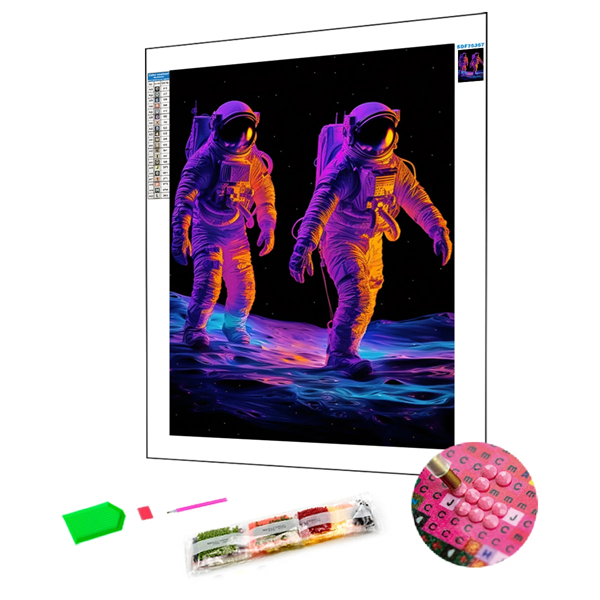5D Diamond Painting Kit Astronaut DIY Diamond Painting Round Full Crystal Diamond Embroidery Painting Craft for Home Office Wall