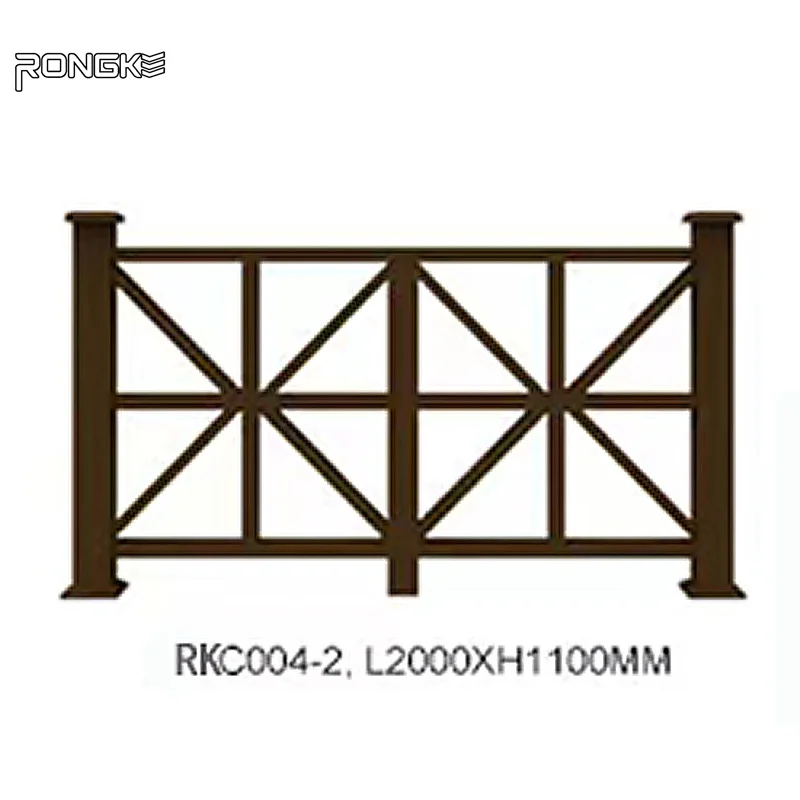 RONGKE long life Outside Wooden Decorative Material WPC Railing Balustrade High Quality Outdoor Stair Railings / Handrails