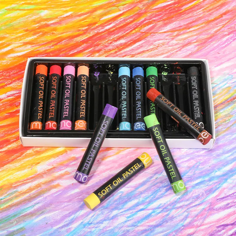 Mobee P-3408C Hot sales 12 assorted colors soft oil pastel set professional factory price drawing crayon set for painting