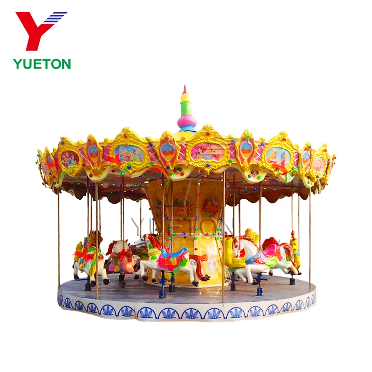 Funfair Attraction Equipment Maneg Forain Carrousel Ride 16 Merry Seats Round Towers