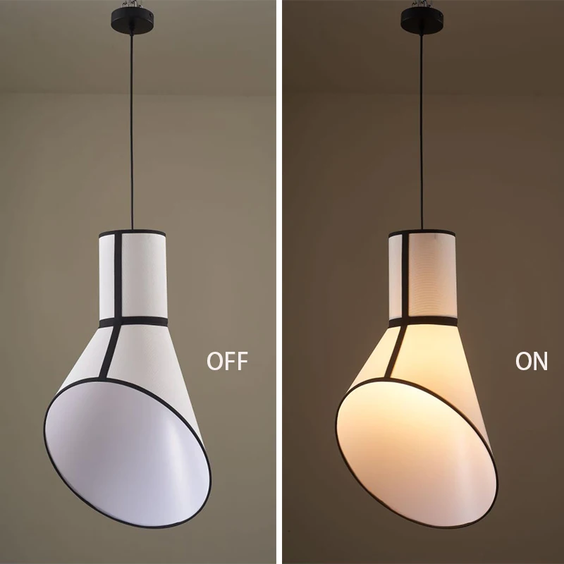Post-Modern Simple Fabric Lampshade Chandelier 220V Warm White Switch Bedside Hotel Staircase Restaurant Use-Available Small