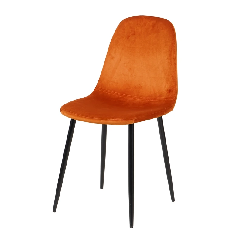  Indoor Room Furniture Round orange Fabric Dining Chair With Black Powder Coated