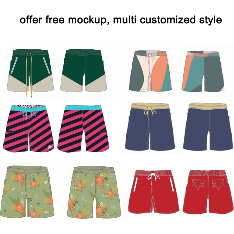 Board Shorts Custom Design Men Solid Volley Trunk 5 Inch Inseam Hot Beach Quick Dry Breathable Summer OEM Service Digital Print