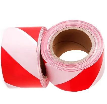 Bright Red and white stripe hazard signal warning barrier tape non adhesive PVC warning tape