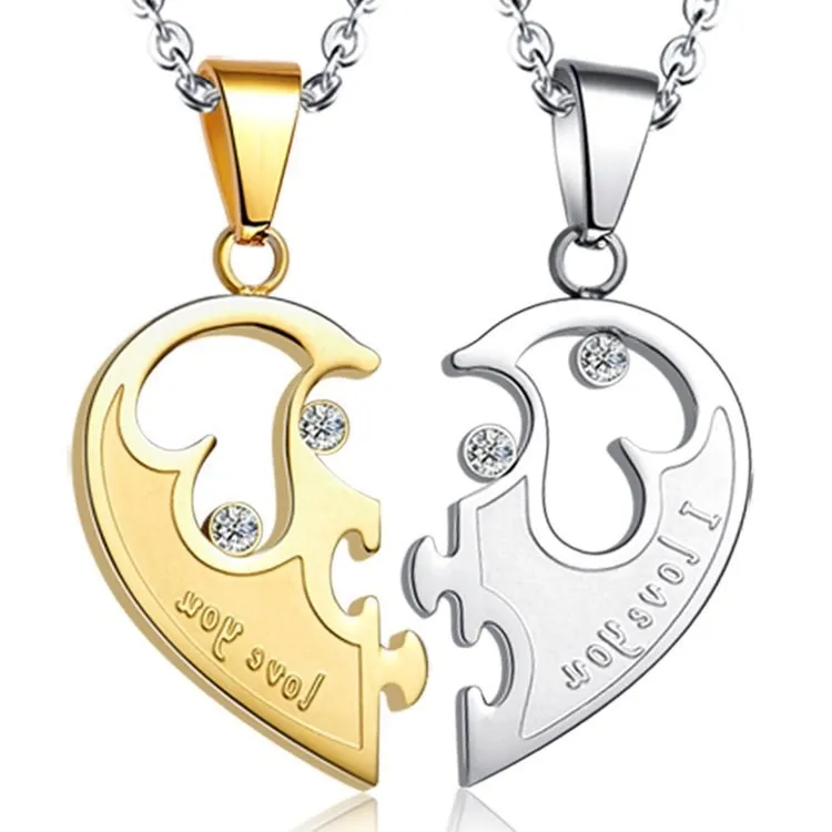 Модное ожерелье из титановой стали в форме сердца для влюбленных мужчин и женщин, ожерелье с бриллиантами на День святого Валентина