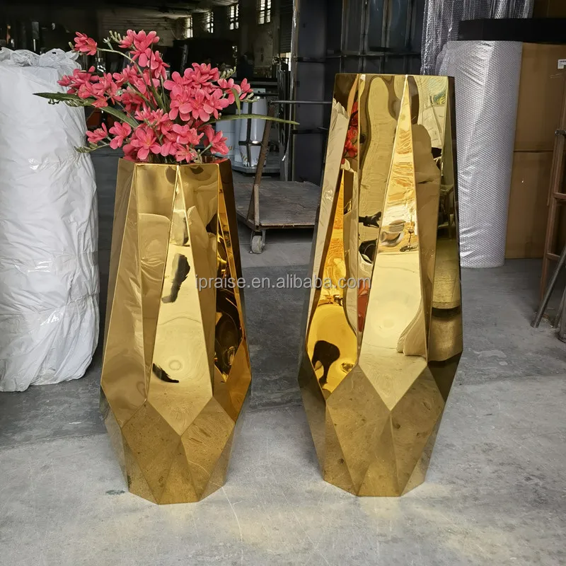 Hot selling diamond shape polished black stainless steel coffee table for living room