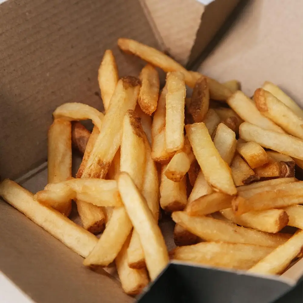 Customized logo restaurant takeout carry out containers kraft paper takeaway fries chicken Burger small food package boxes