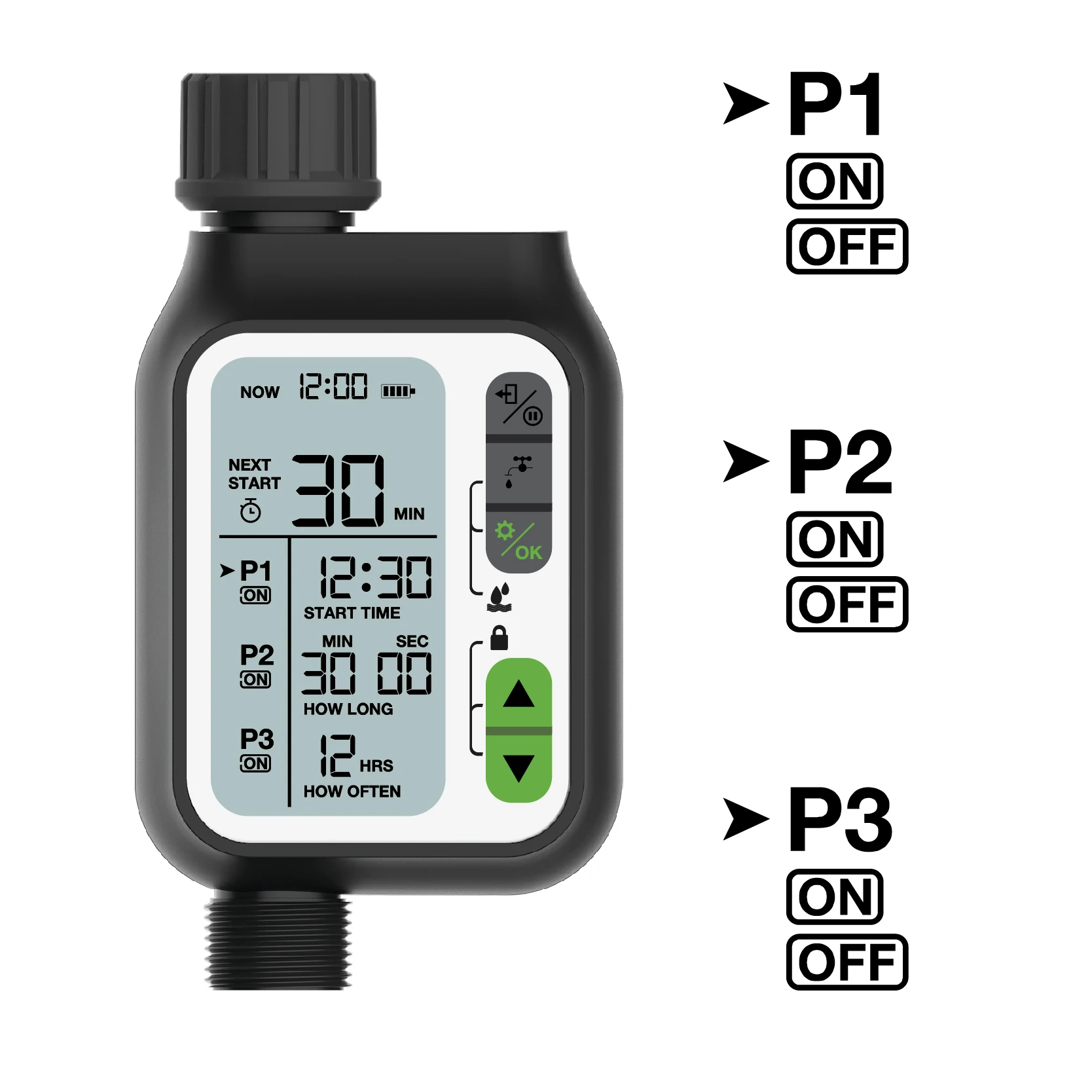 Programmable Water Timer Water Controller: Automatic, time-saving watering for balconies and terraces, simple operation
