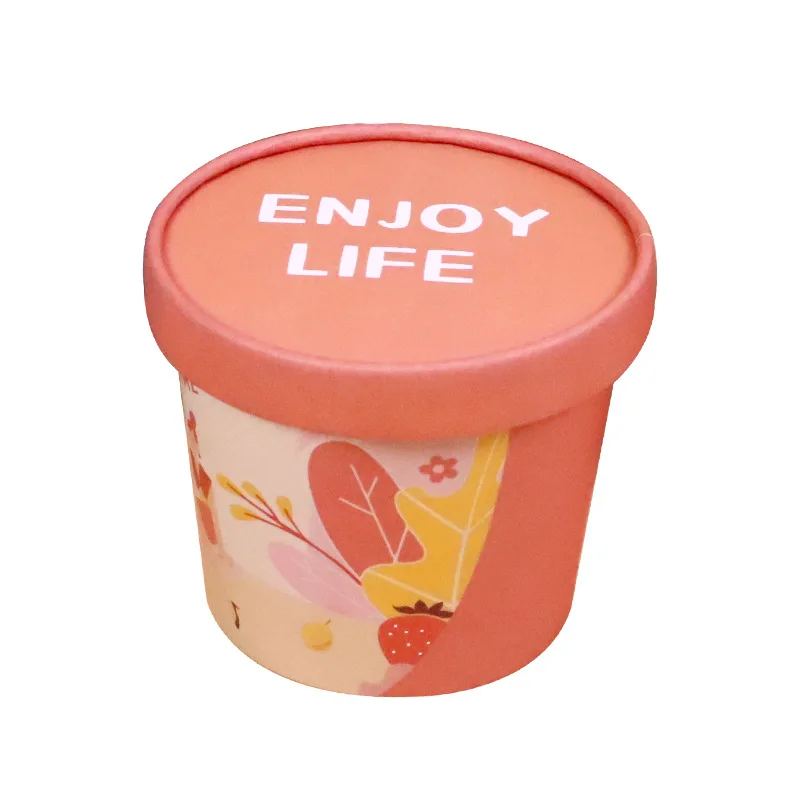 Disposable ice cream paper cups new cartoon coated yogurt ice cream pudding paper cups with lid wholesale