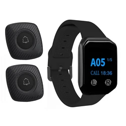 BYHUBYENG one watch pager  2 call  buttons  Receiver Wireless Calling System Waterproof Restaurant  Wrist Watch Pager