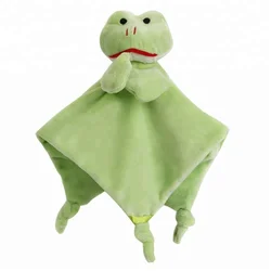 High Quality Cute Frog Plush Doudou Soothing Towel Sleeping Blanket Toy Baby Comforter Toy