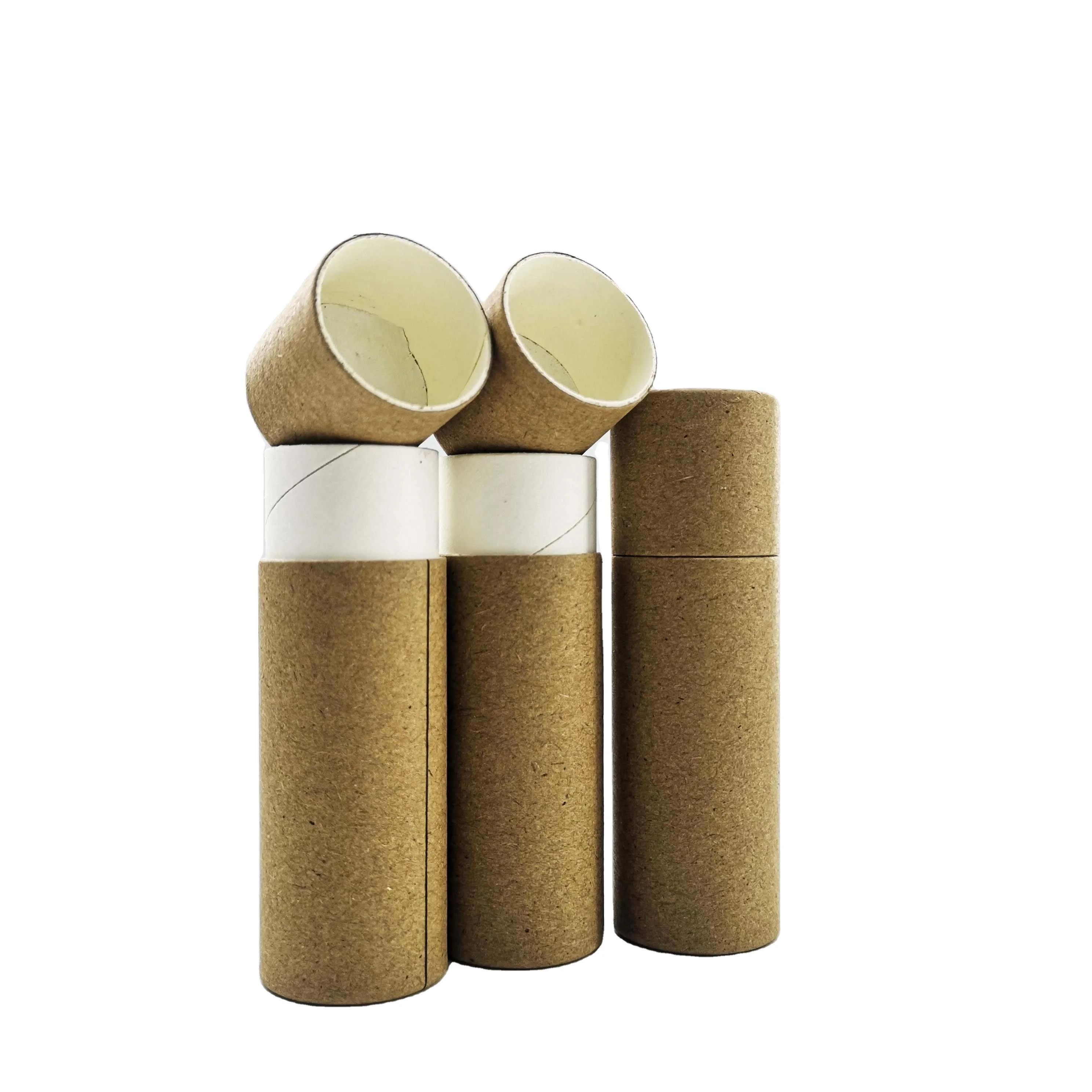 Biodegradable 2oz Kraft Cardboard Lip Balm Deodorant Stick Container Packaging Push up Paper Tube