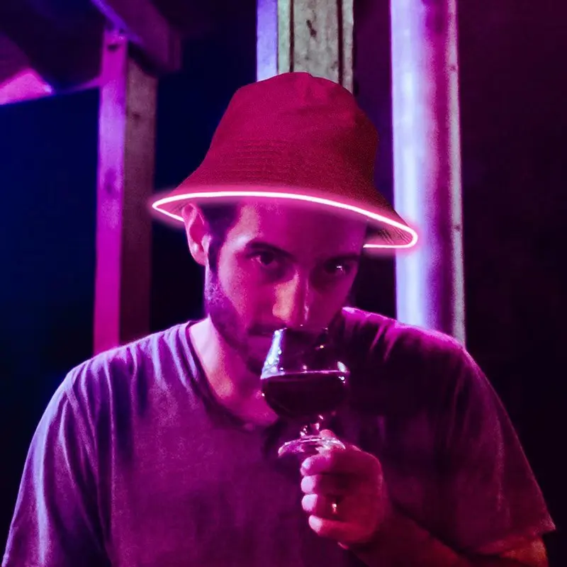 Colorful LED Bucket Hat Neon Rave Party Accessory Festival Outfit Light Up Rave Bucket Hat for Men Women Festival Hat