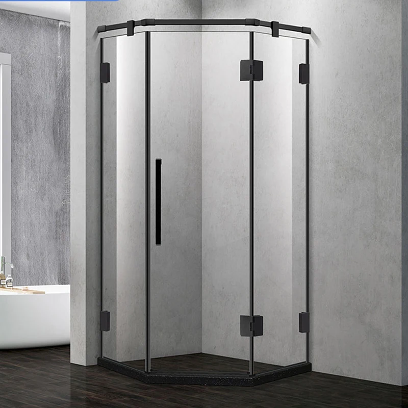 Modern Black Aluminium Framed Corner Cabin Shower Cubicle Sliding Door Shower Room