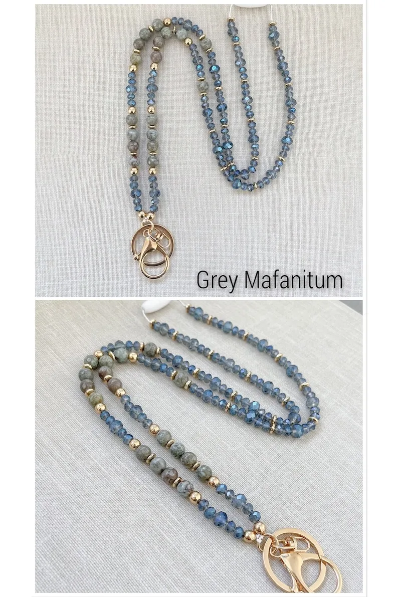 Gemstone Beads Mala Breakaway Beaded Teacher Lanyard