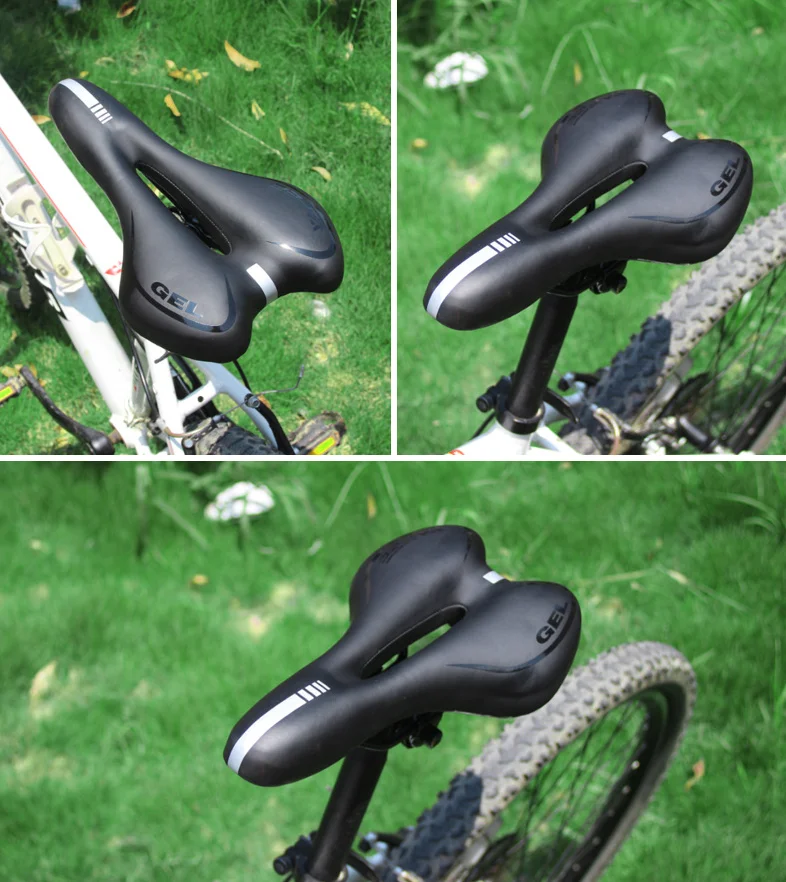 Comfortable breathable gel bike seat with soft leather bike saddle