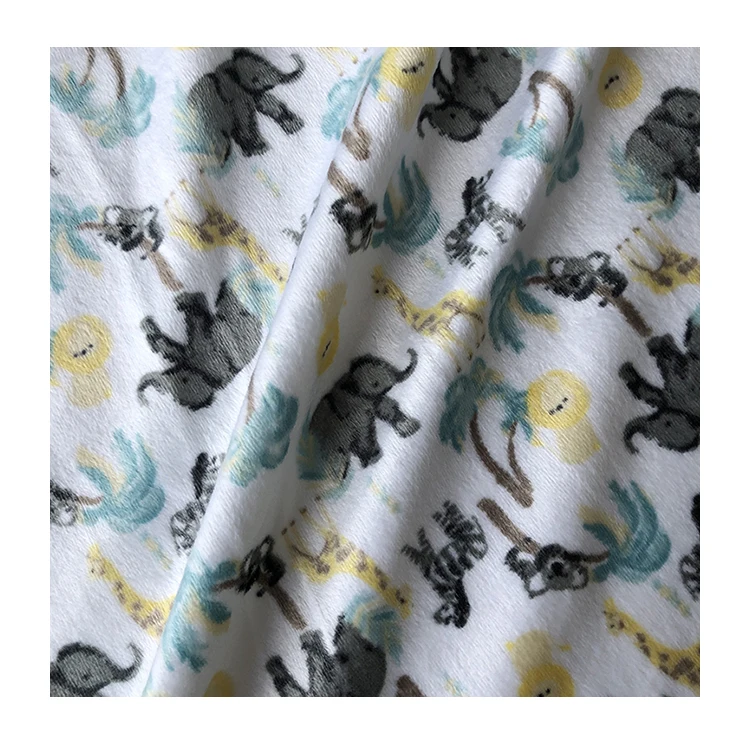 Супер мягкая Полиэстеровая мультяшная печатная плюшевая ткань Minky с коротким ворсом для детского одеяла