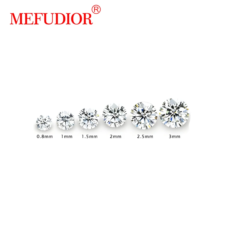Synthetic Round Cut Excellent Grade D Color  VVS White Small Size 0.8-3.0mm Loose 1 Carat Moissanite Diamond Stone