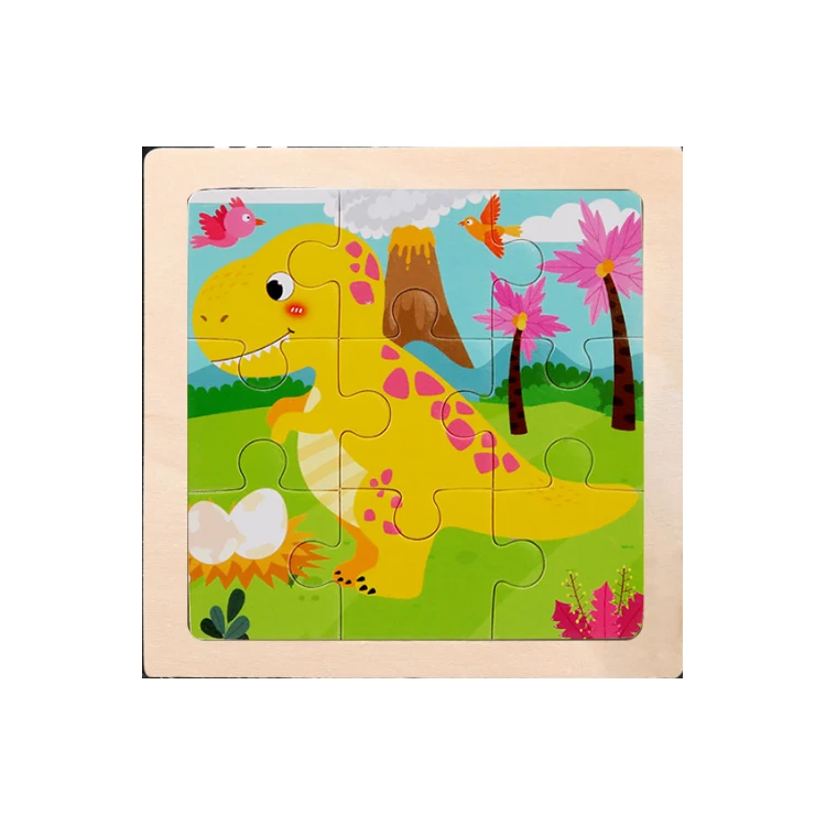 Children Educational Wood Jigsaw Puzzle for Kids Multi Pattern Puzzle Cartoon Toy Wooden  9 Pieces Wooden  Jigsaw Puzzles