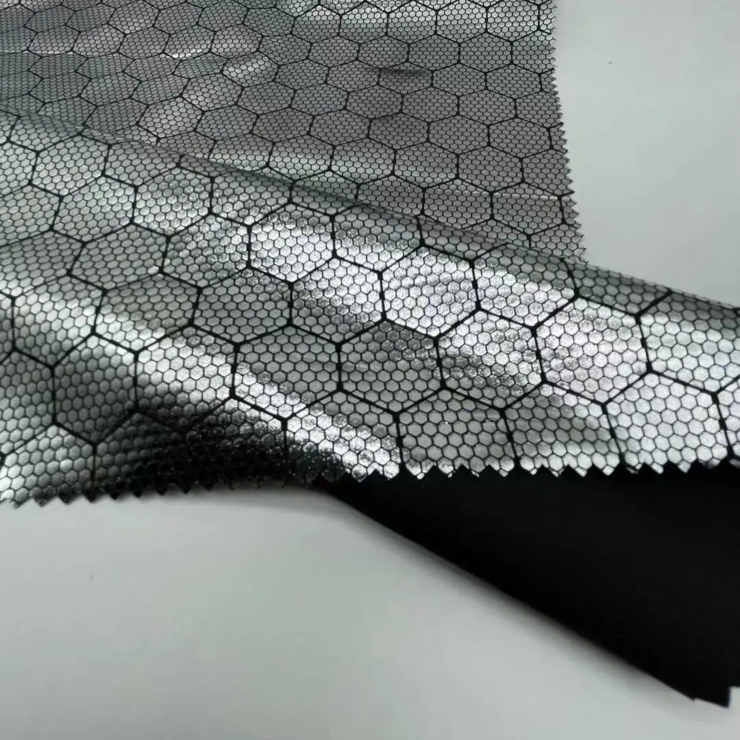 50D 300T foil ripstop print pongee fabric for Jacket lining