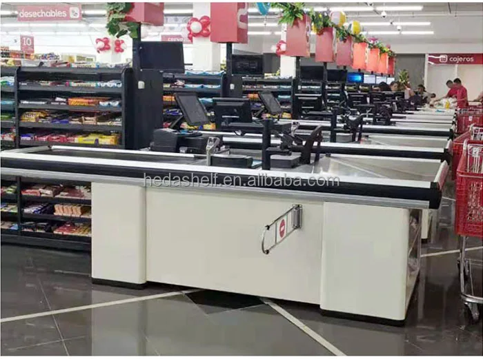 Modern Design Retail Shop Supermarket Wooden Checkout Counters