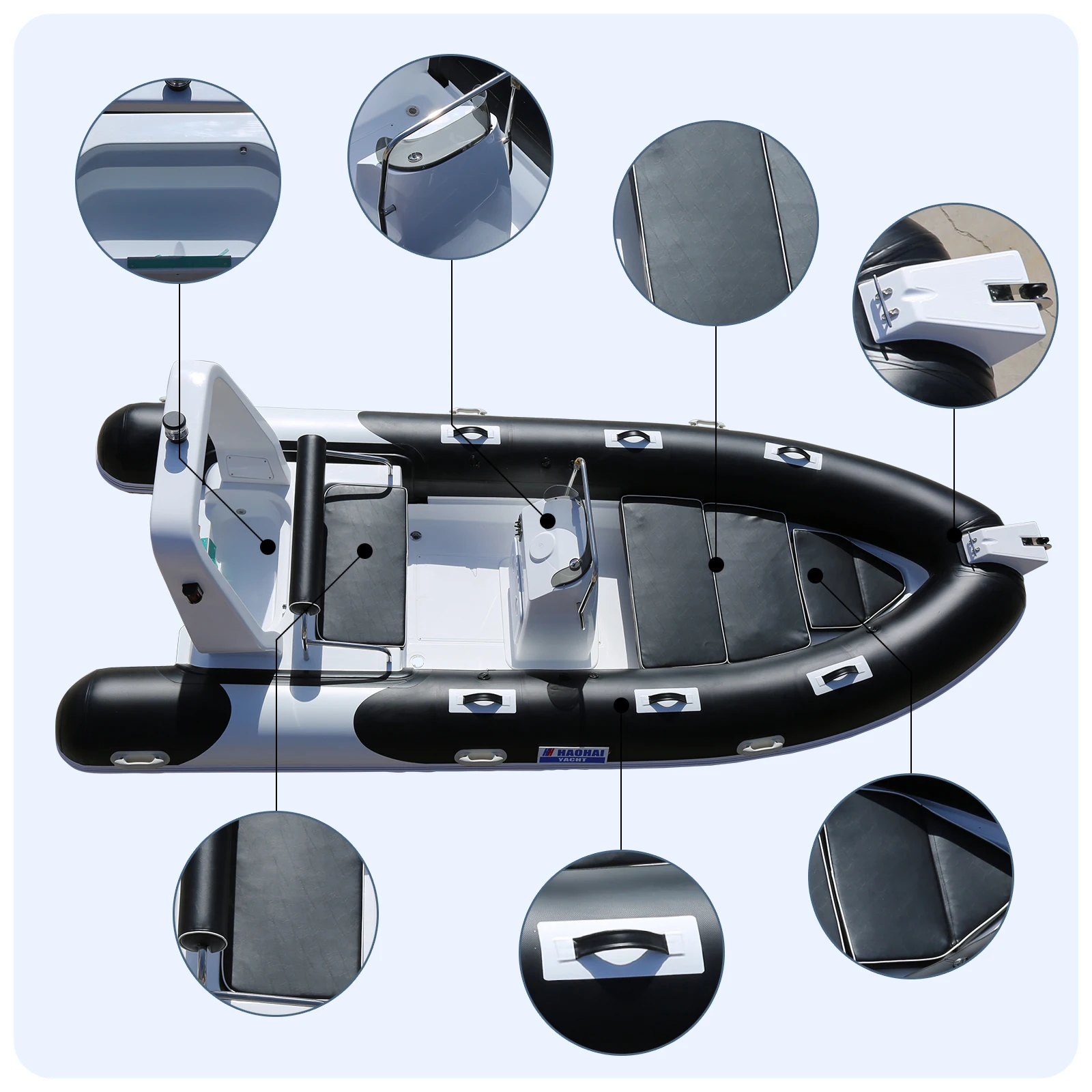 Ce Hypalon Sport Cabin Cruiser Rigid Passenger Hovercraft Deep V Canoe inflatable rib Boat