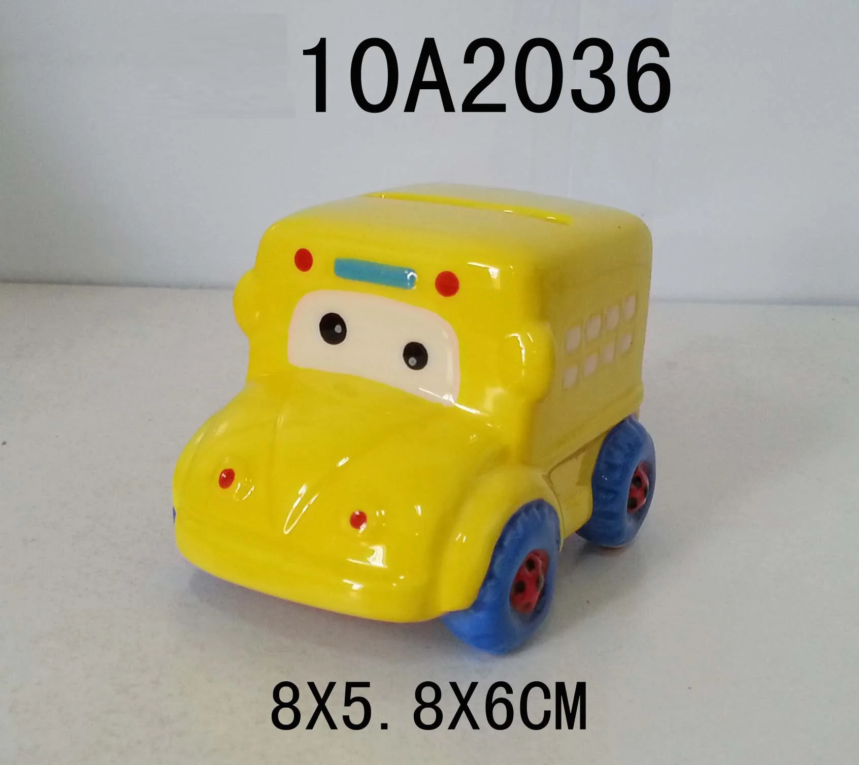 Newest Popular Cute Ceramic Piggy Bank Money Yellow Car Saving Box Coin Bank for Kids