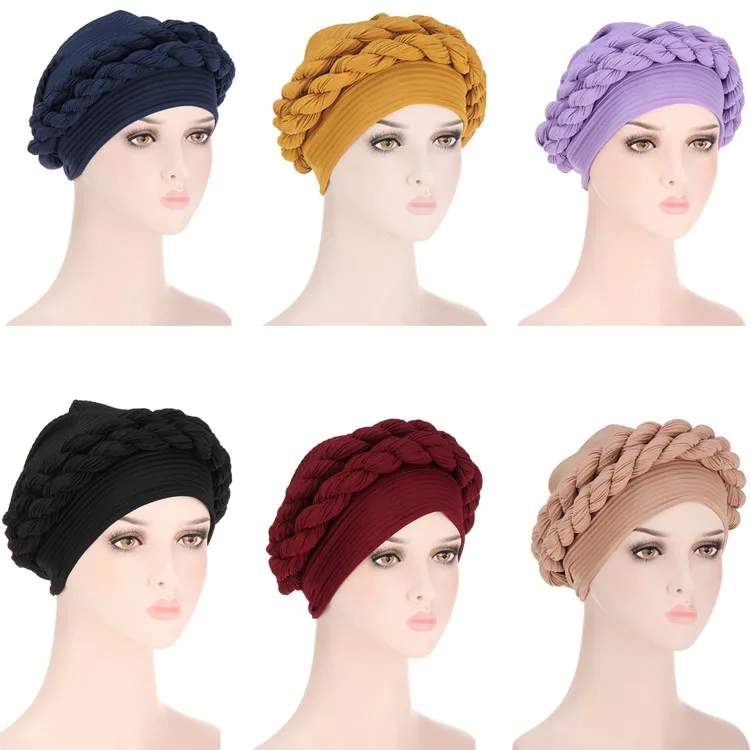 New Style Turban Braid Crumpled Twist Braid Muslim Wholesale Turkish Hijabs Hijab Cap Muslim Malaysia Hijab