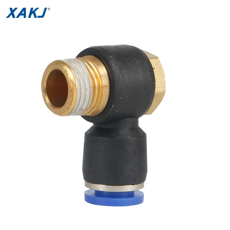 XAKJ PH Outer Hexagon Male BSPT Threaded L Type Elbow Rotating Swivel Airtube Pneumatic Fitting