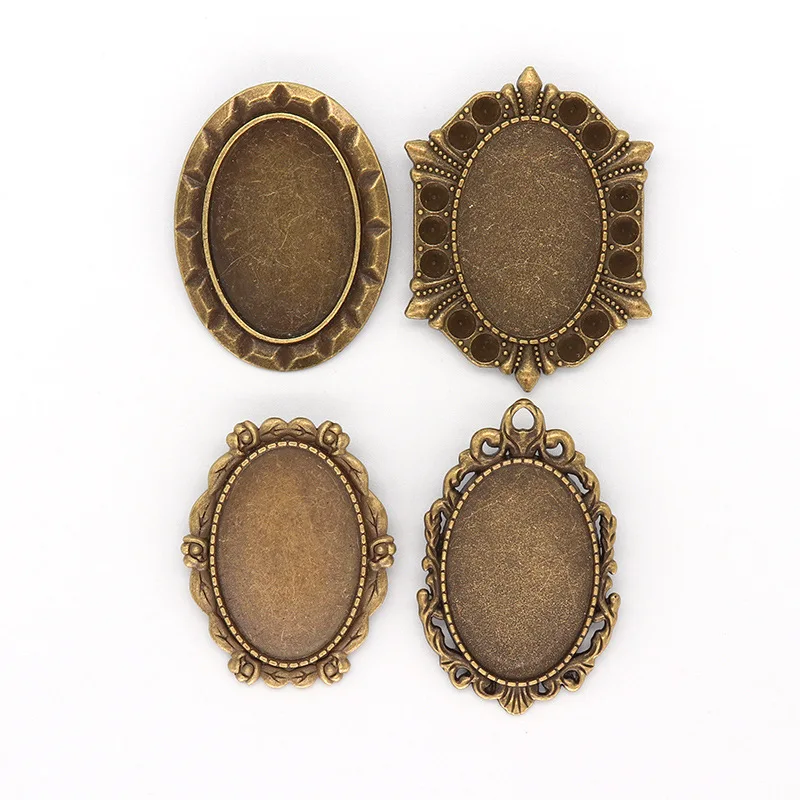 Tibetan Alloy Oval Brooch Setting Bezel Blank Bases w/ Pin Back 20x30mm TrayOpens in a new window or tab
