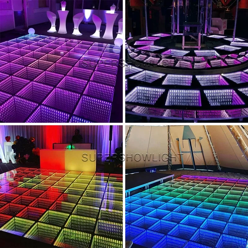 Supershow 3d luxurious led dance floor lumineuse led infinity mirror wireless dance floor for dj disco