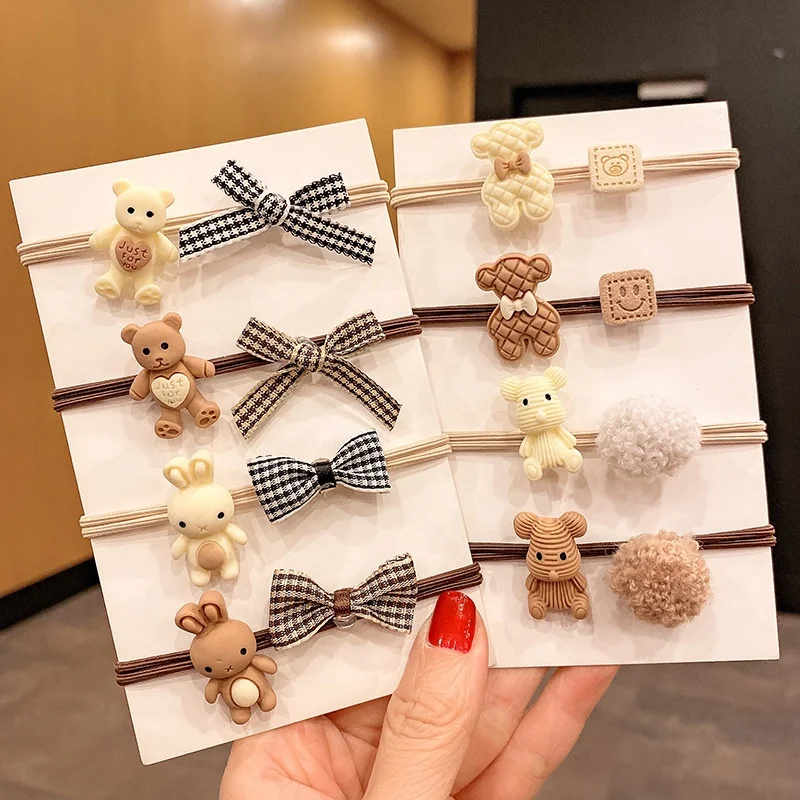 Ball sugar teddy bear hair tie high elastic headrope ponytail holders bows elastic hair rubber bands accessories for women girls