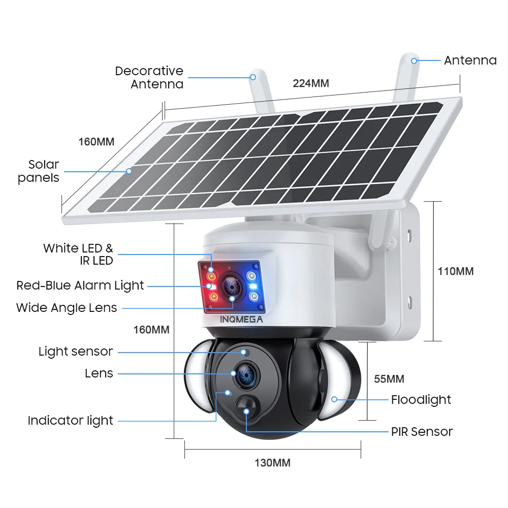 Custom  Branded 4G/Wifi Dual Lens Zoom Solar Security Camera with Overseas Warehouse Pick & Pack Services