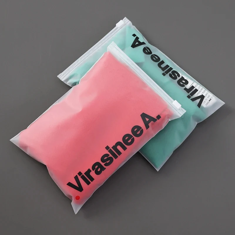 Wholesale price frosted sealing zipper lock bag frosted matte printing customer logo plastic zipper bag for cloth