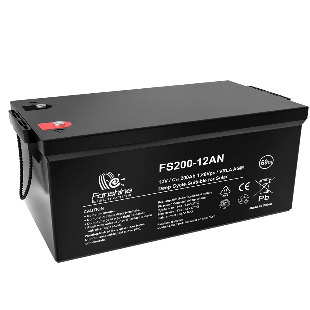Fanshine AGM 12V Battery Long Life Solar AGM Gel Battery 200AH 250AH  Lead Acid Battery Solar Energy Home System