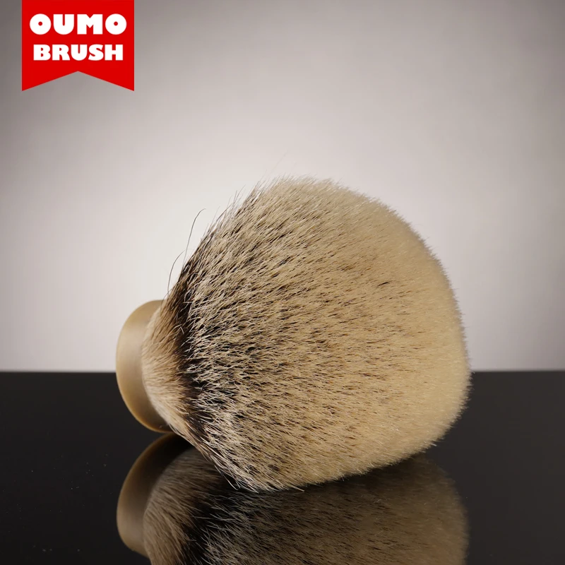 OUMO BRUSH--SHD SILK HMW super high density  high mountain white silvertip badger hair shaving brush knot with gel tip