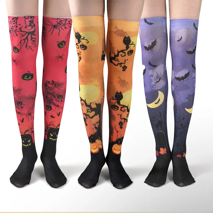 Halloween Socks High Socks Thigh High Long Stockings Over Knee Socks Cosplay Festival Stockings
