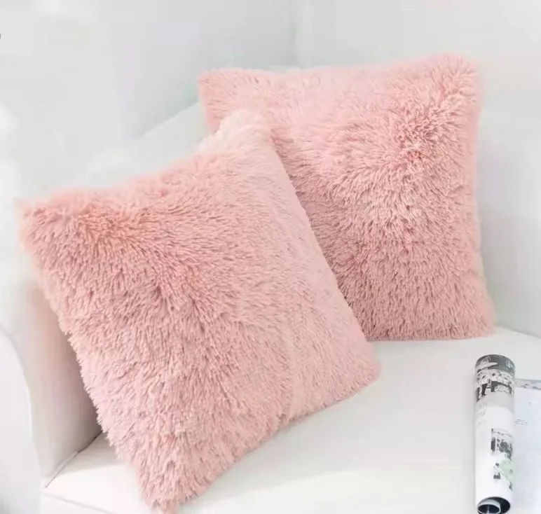 Plush Cushion cover home decor pillow covers living room bedroom sofa decorative pillowcase shaggy fluffy cover